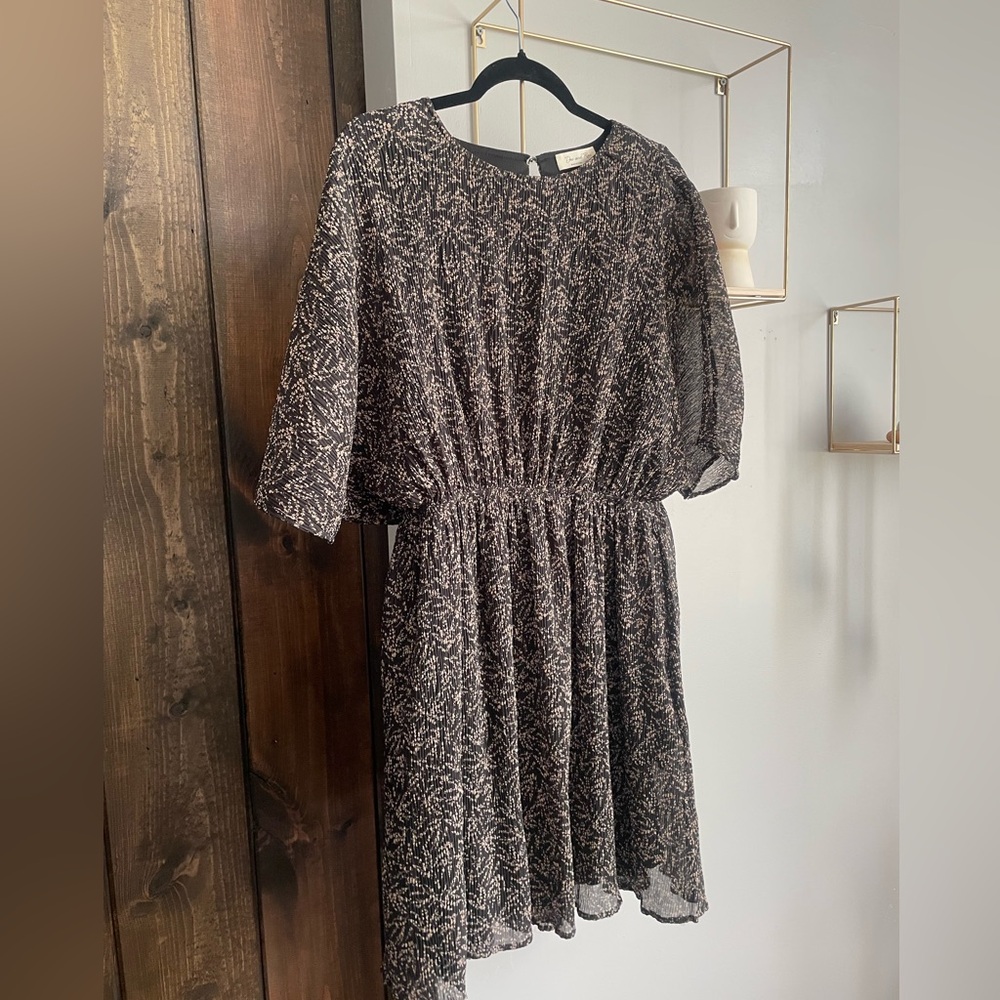 Black and tan Patterned boutique style Dress NWOT